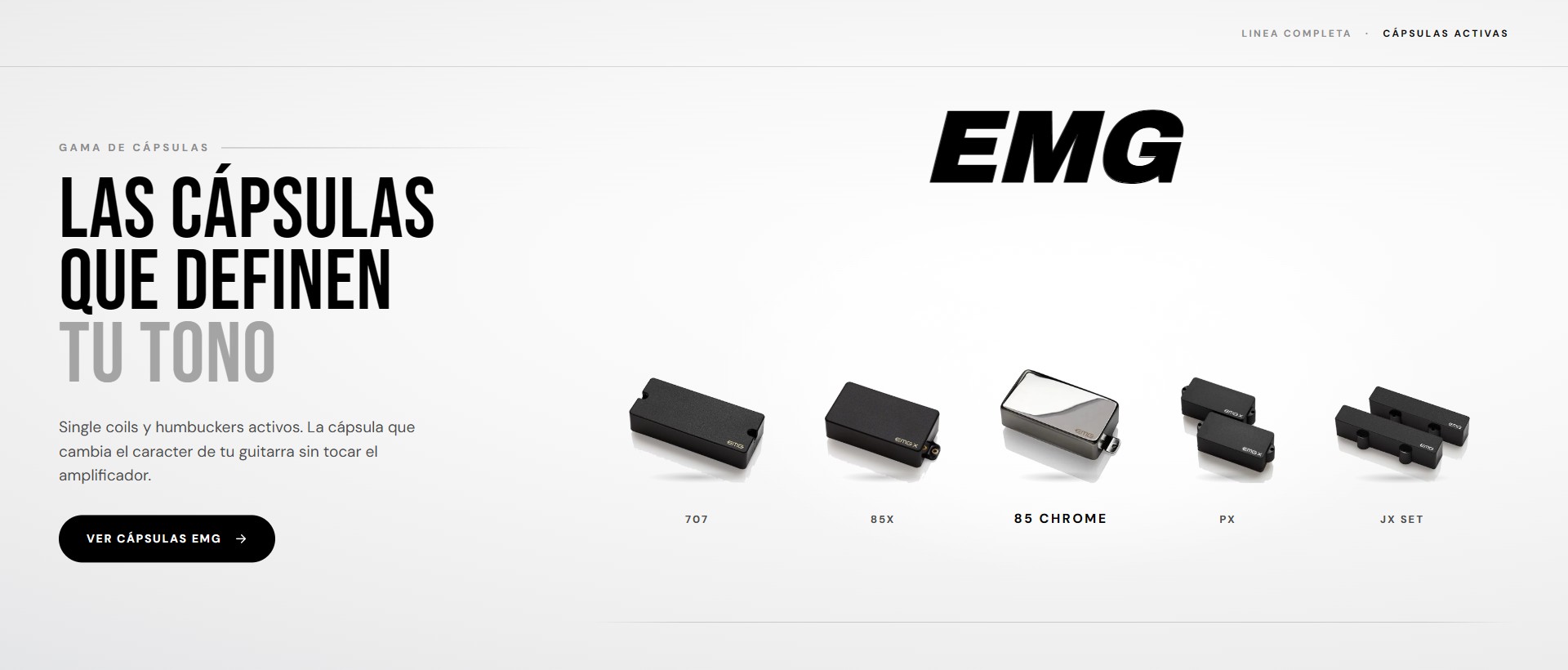 Capsulas EMG: 707, 85X, 85 Chrome, PX y JX Set