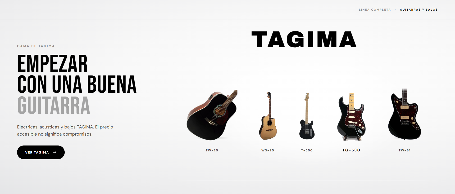 Guitarras TAGIMA: TW-25, WS-20, T-550, TG-530 y TW-61